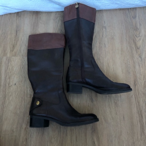 Franco Sarto Brown Leather Knee High Boots - Picture 4 of 7